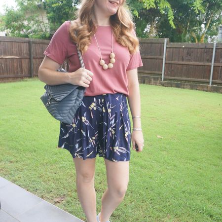 Pink tee with these Kmart printed culotte shorts again that I've been wearing so much with the heat lately! Got my Rebecca Minkoff Luna blue Edie bag out again too 💙

#LTKitbag #LTKaustralia