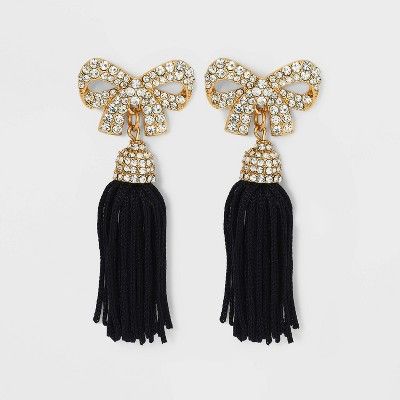 SUGARFIX by BaubleBar Bow Tassel Drop Statement Earrings - Black | Target