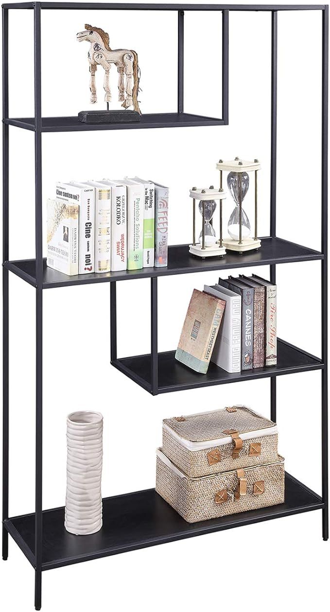 HOME BI Bookshelf Storage Organizer Shelves, Unit Metal Open Bookcase Shelf Standing for Office, ... | Amazon (US)