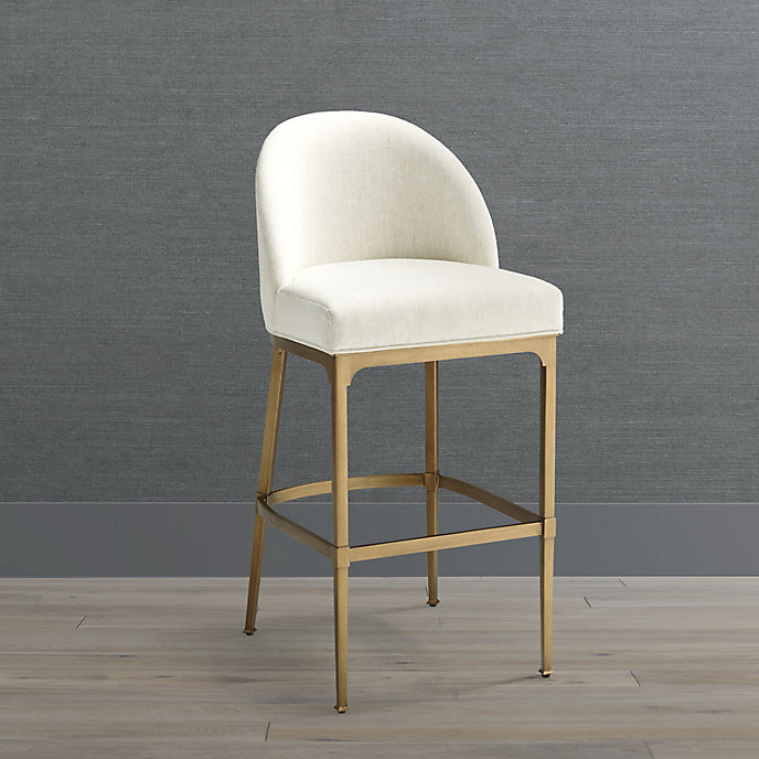 Alana Bar & Counter Stool with Brass or Bronze Iron Legs & Upholstered Seat | Frontgate