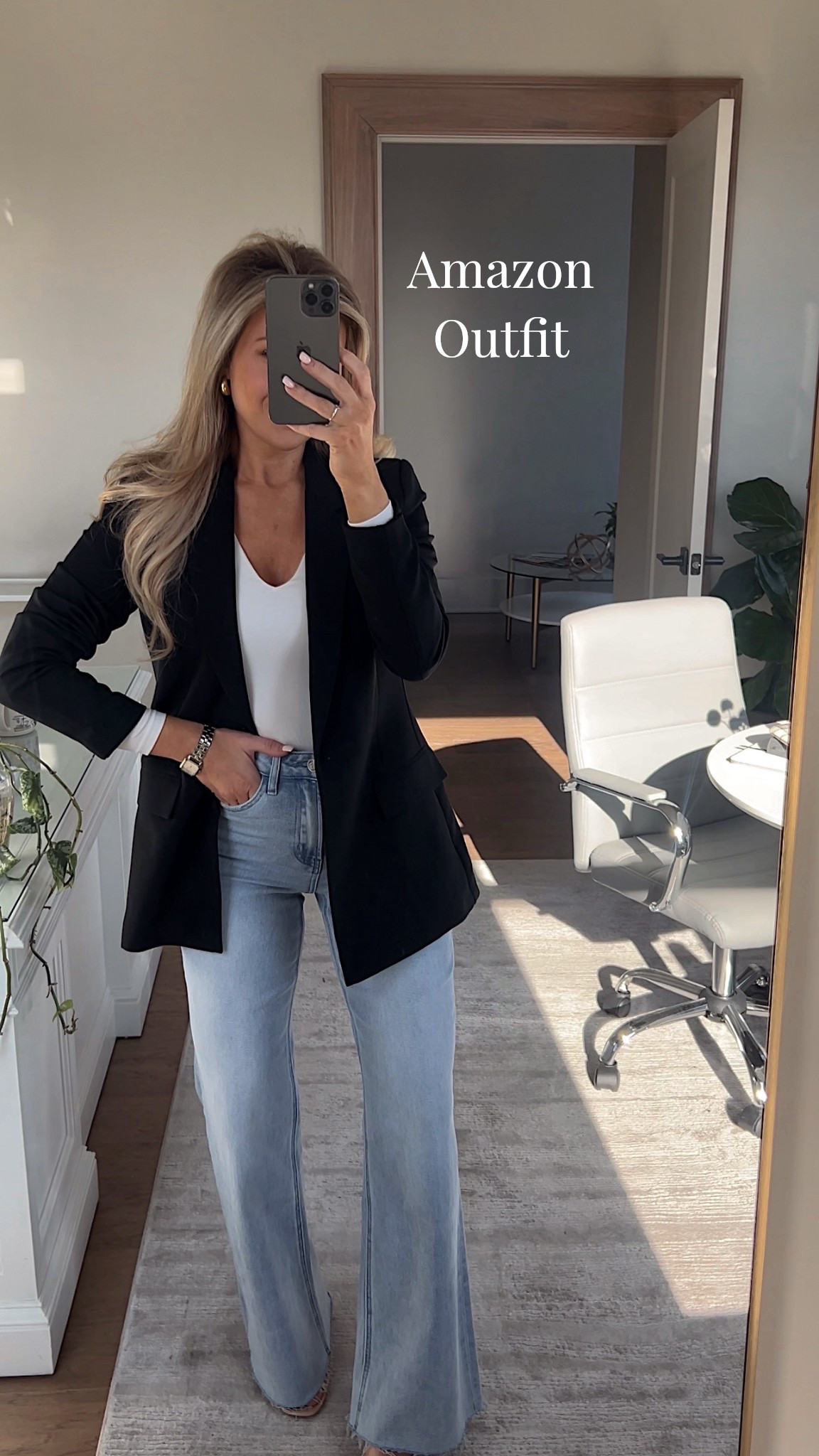 Perfect business casual office outfit work jeans! This black blazer is perfection! And the jeans feel like butter! Everything is Amazon! 

Size down in the blazer for a fitted look. 

Wearing XXS in blazer and 0 in jeans! 

#LTKWorkwear #LTKootd
