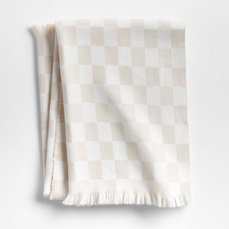 Natural Taupe Checkmate Baby Stroller Blanket by Leanne Ford | Crate & Kids | Crate & Barrel