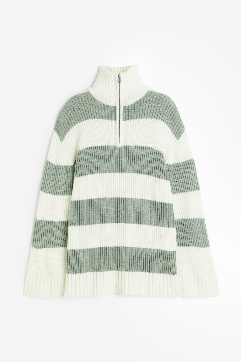H & M - Oversized Half-zip Sweater - White | H&M (US + CA)