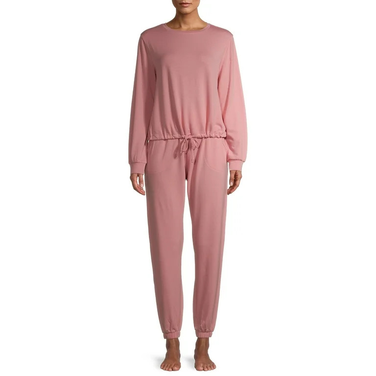 Lissome Women's and Women's Plus L/S French Terry 2-Piece PJ Set | Walmart (US)