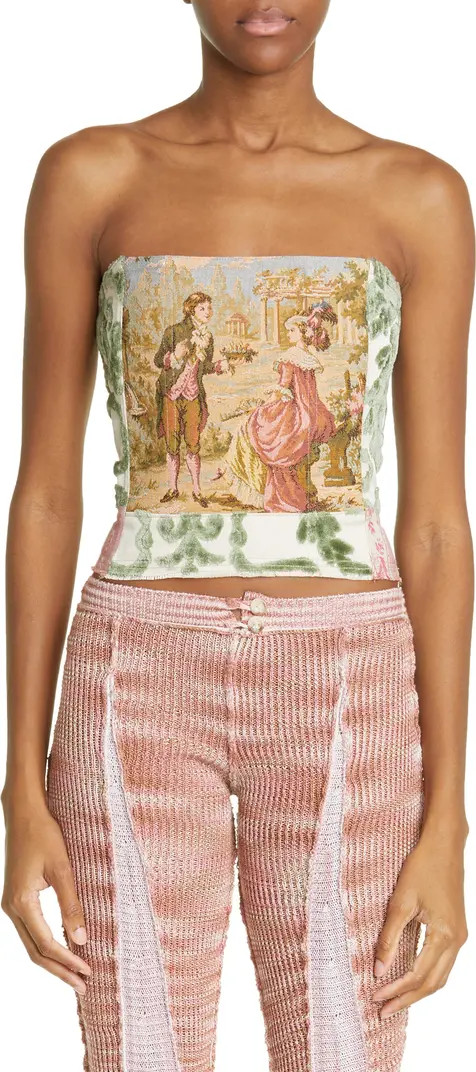 x Kristin Mallison Strapless Cotton Blend Tapestry Corset | Nordstrom