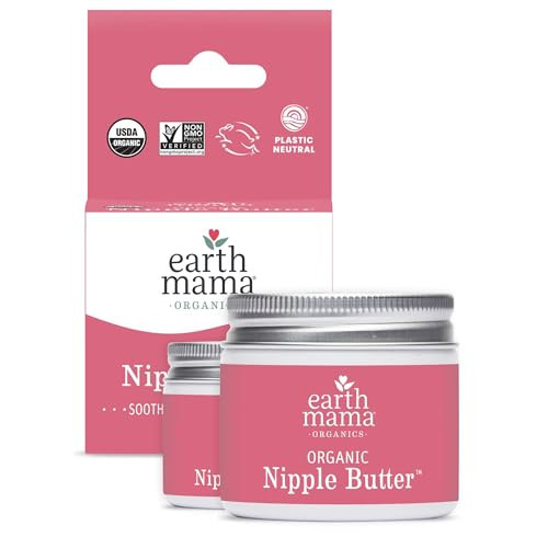 Earth Mama Organic Nipple Butter™ | Nipple Cream Safe for Breastfeeding | Postpartum Essentials for Nursing | Non Lanolin Nipple Cream, 2 fl oz (2-Pk) | Amazon (US)