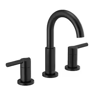 Nicoli J-Spout 8 in. Widespread 2-Handle Bathroom Faucet in Matte Black | The Home Depot