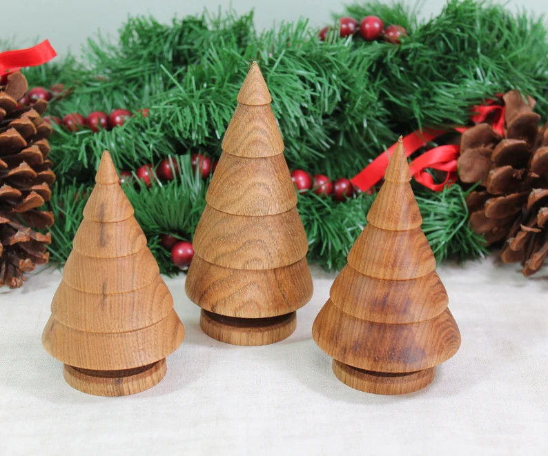 Wooden Trees Trio of Wood Trees Hand Turned Trees - Etsy | Etsy (US)