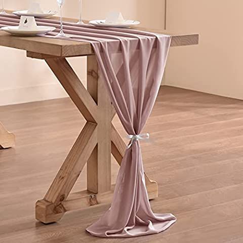 Socomi 10ft Dusty Rose Chiffon Table Runner 29x120 Inches Wedding Runner Sheer Bridal Shower Deco... | Amazon (US)