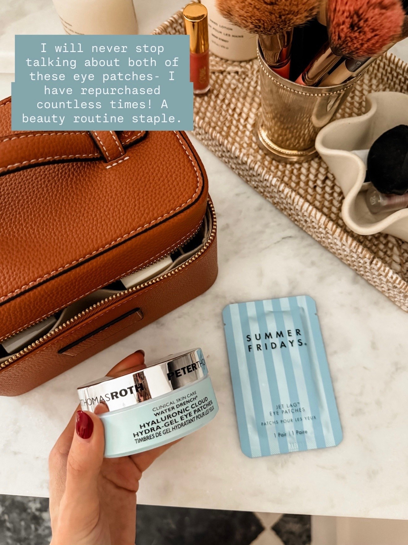 These are two of my favorite eye patches! I have been using the Peter Thomas Roth ones for years - they come in a large pack! These single eye patches are perfect when traveling!

Loverly Grey, eye patches, summer Friday, Peter Thomas Roth, skincare, under eye, toiletry case

#LTKBeauty