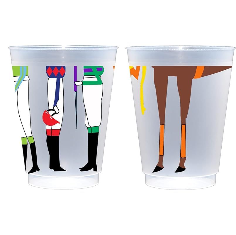 Horse Racing/Horse Derby Frosted Shatterproof Roadie Cup Set 16 oz - Horse Derby Plastic Cups Reu... | Amazon (US)