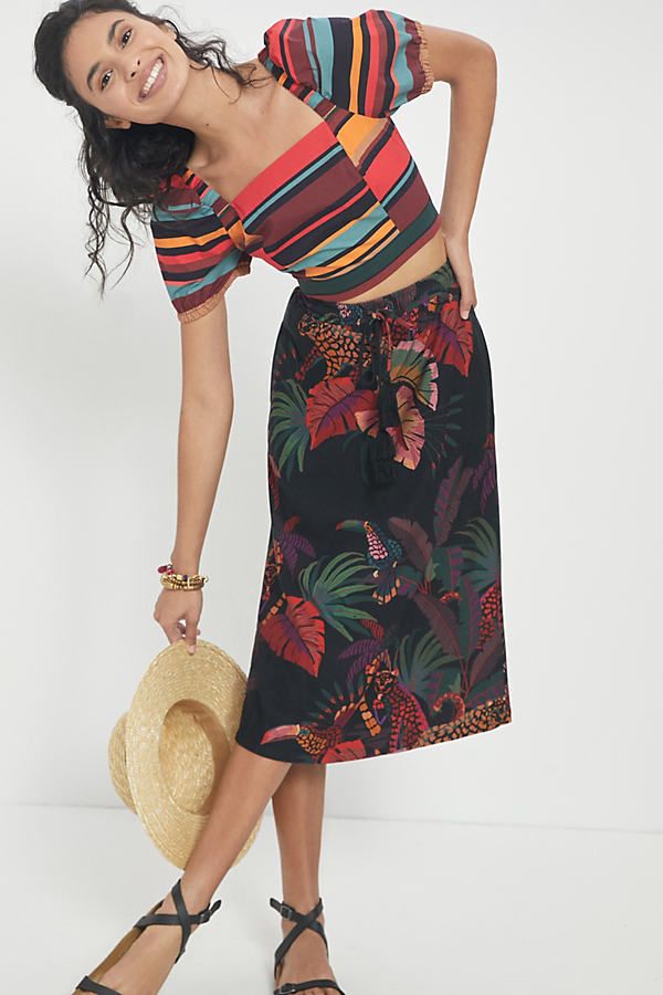 Farm Rio Guadalupe Midi Skirt By Farm Rio in Assorted Size XL | Anthropologie (US)