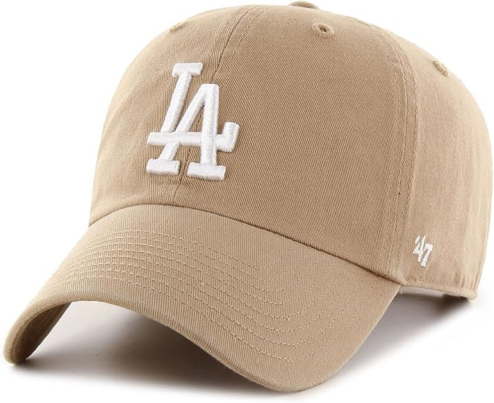47 Los Angeles Dodgers Clean Up Dad Hat Baseball Cap Khaki, White | Amazon (US)
