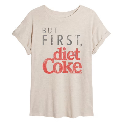 Women's - Coca-Cola - But First Diet Coke Oversized Graphic T-Shirt | Target