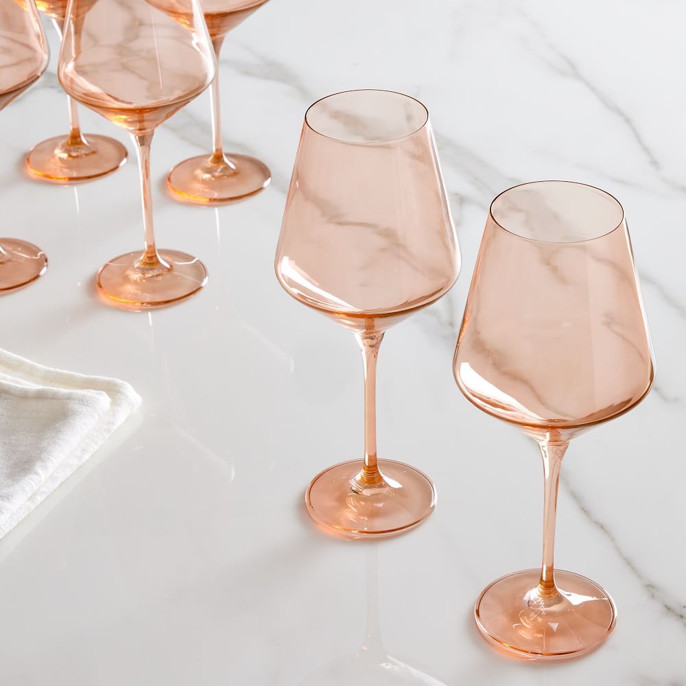 Estelle Colored Stemware Glass, Blush Pink, Set of 6 | West Elm (US)