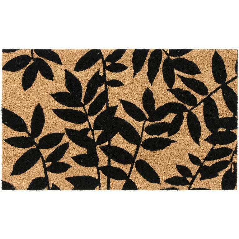 Home Decor Collection 18" x 30" Black Leaf Coir Doormat | Walmart (US)