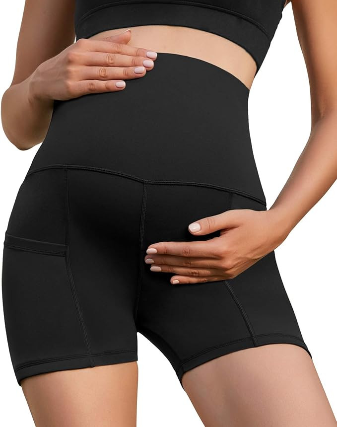 Xpenyo Women Maternity Athletic Yoga Shorts Over Belly Workout Running Active Shorts | Amazon (US)