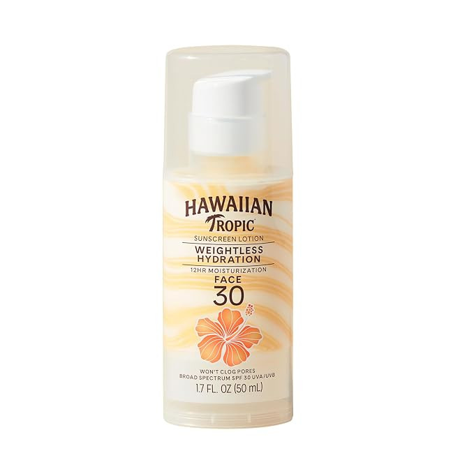 Hawaiian Tropic Weightless Hydration Lotion Sunscreen for Face SPF 30, 1.7oz | Travel Size Sunscr... | Amazon (US)