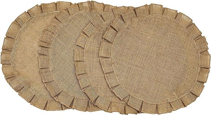 CHARDIN HOME Jute Burlap Round Placemats, Set of 4 Rustic Table mats | 15 inches Natural Beige | ... | Amazon (US)
