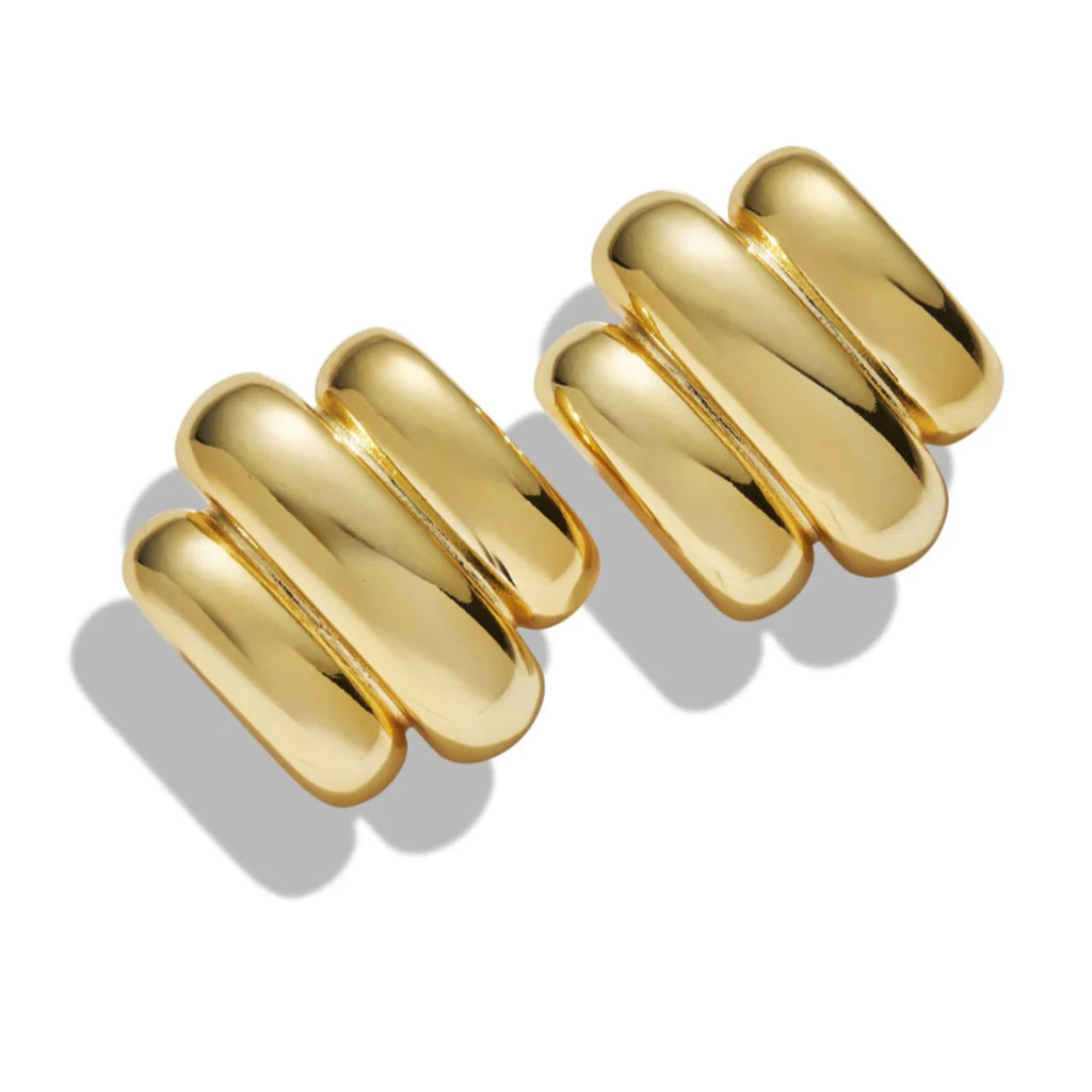 Gold Curve 3 Band Studs | Rosie Fortescue Jewellery
