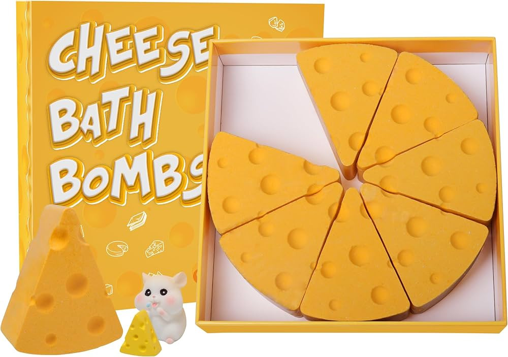 Cheese Bath Bombs Set - 7 Unique Cheese-Shaped & Milky Scented Shower Bomb with Surprise Mouse Mi... | Amazon (US)