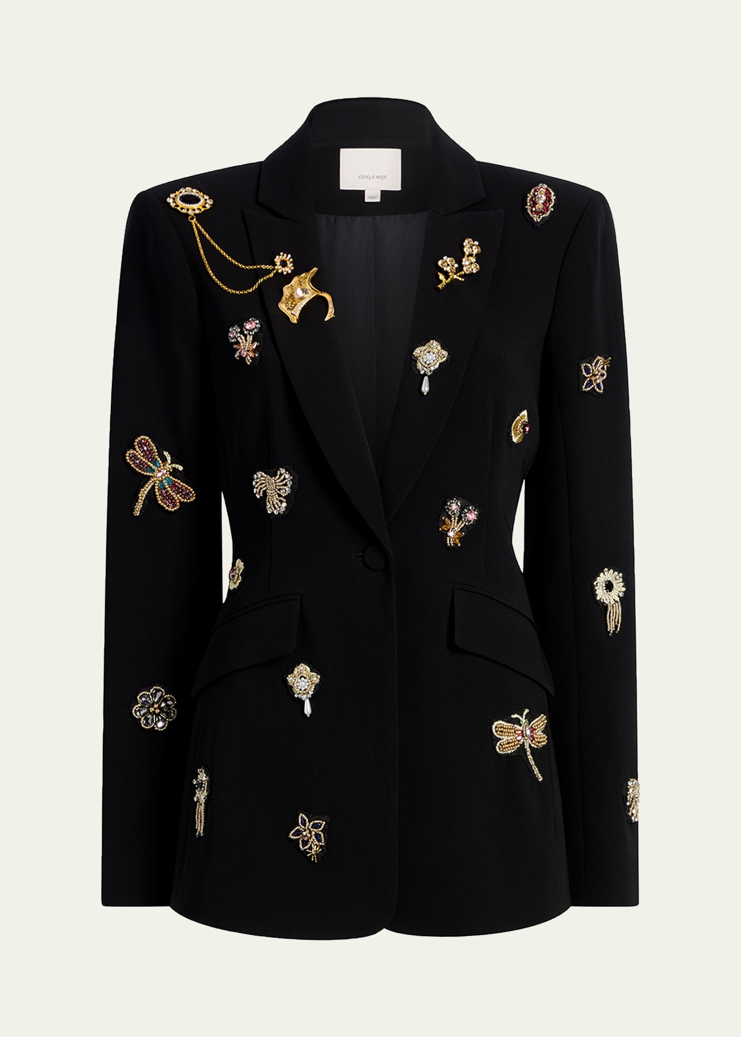 Cinq a Sept Cheyenne Beaded Blazer with Brooches | Bergdorf Goodman