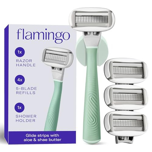 Flamingo Shaving Razor Set for Women - Original Razor Handle, 4 Blade Refills, and Shower Holder ... | Amazon (US)