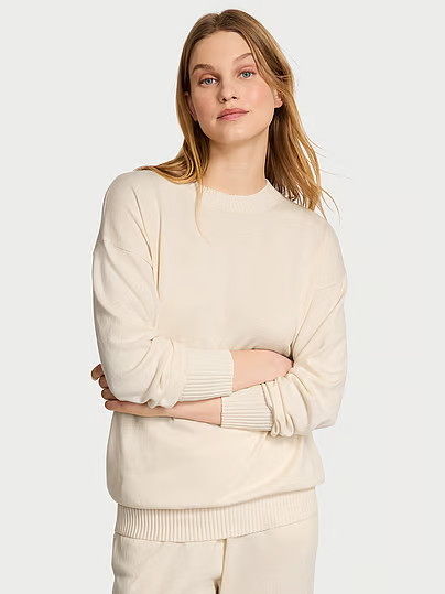 Luxe Knit Crewneck Sweater, White/ivory, S - Women's Hoodies & Sweatshirts - Victoria's Secret | Victoria's Secret (US / CA )