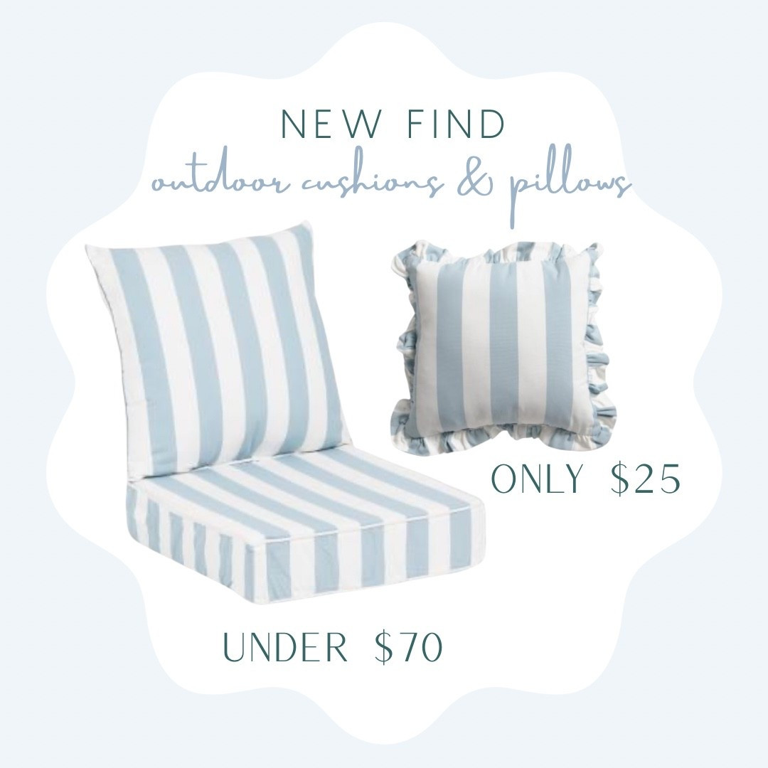 Outdoor cabana cushions and throw pillows! 

Blue and white outdoor cushions