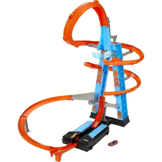 Hot Wheels Sky Crash Tower Motorized Track Set with Car, Stores 20+ 1:64 Scale Cars | Walmart (US)