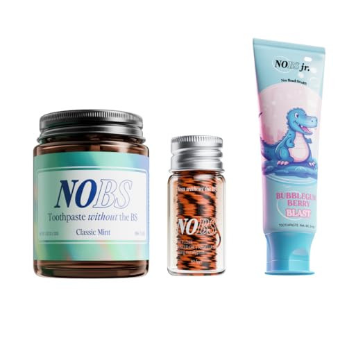 NOBS (No Bad Stuff) Toothpaste Tablets (3 Month), NOBS Jr, & Silk Bundle - Nano Hydroxyapatite, Fluoride Free, Eco & Travel Friendly - Remineralize with NHA | Amazon (US)
