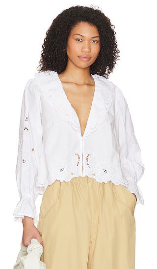 Maisie Cutwork Top in Ivory | Revolve Clothing (Global)