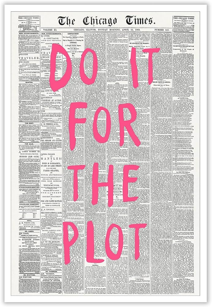 Vintage Preppy Newspaper Canvas Prints Affirmation Poster Pink Trendy Quote Do It for The Plot Wa... | Amazon (US)