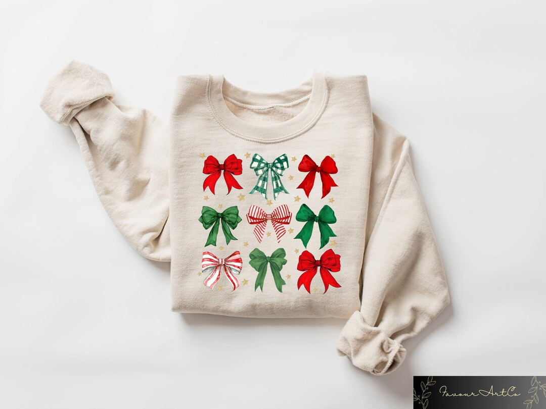 Coquette Christmas Bow Sweatshirt, Christmas Coquette Sweater, Xmas Holiday Crewneck, Funny Chris... | Etsy (US)