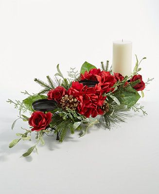 Martha Stewart Collection Holiday Rose and Hydrangea Centerpiece, Created for Macy's & Reviews - ... | Macys (US)