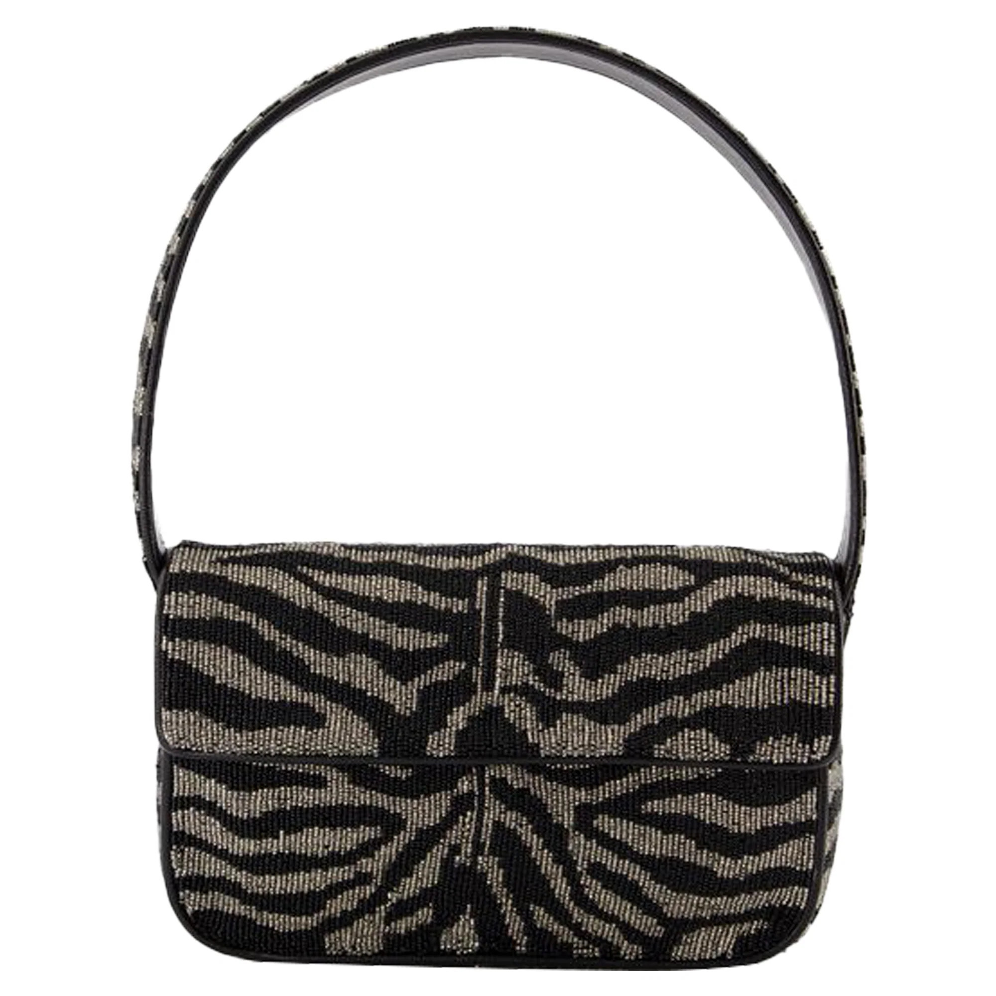 Tommy Beaded Shoulder Bag - Staud - Synthetic Leather - Black | Shop Simon