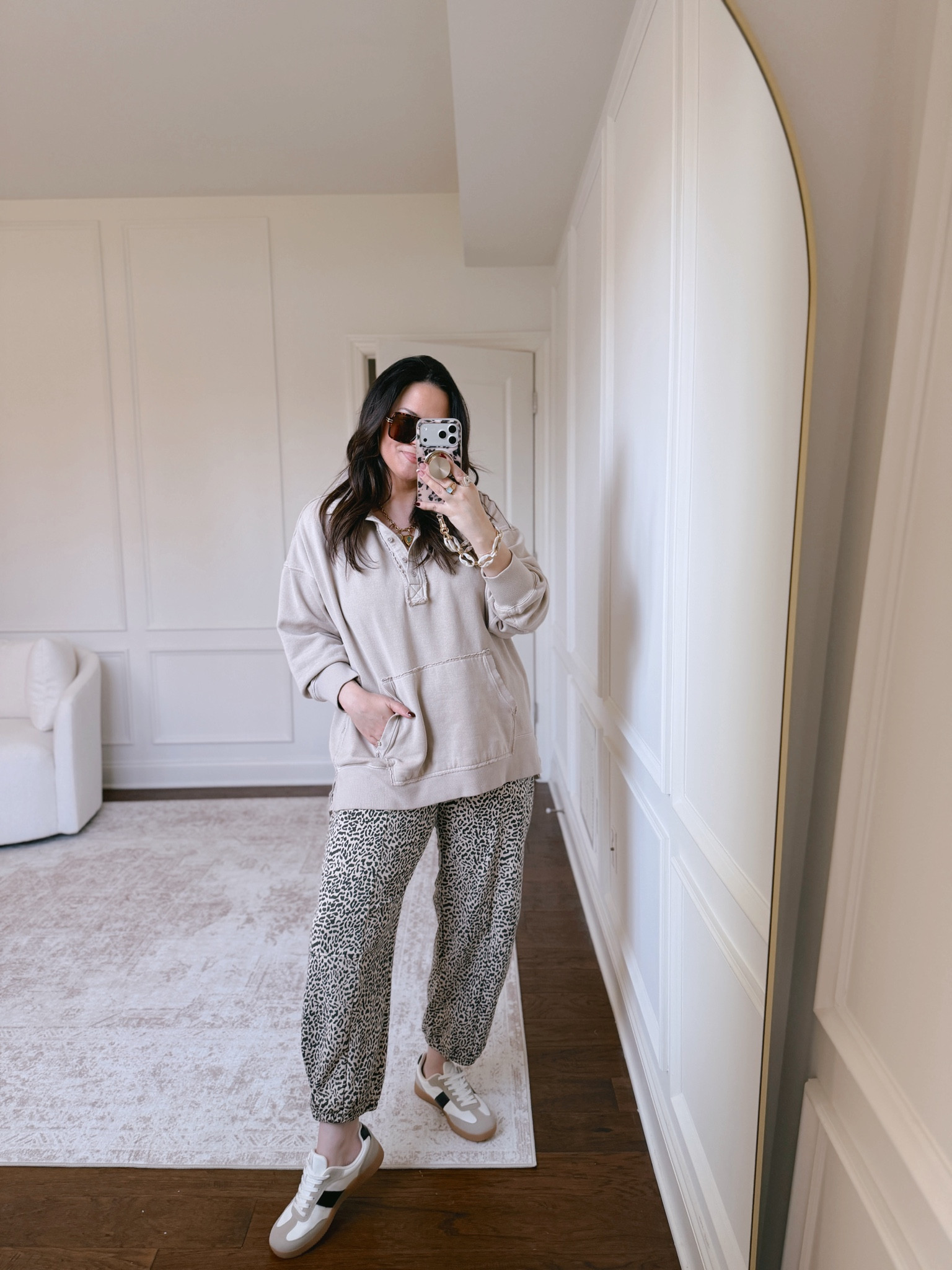 sweat set but make it cute.. love these leopard joggers and oversized pullover.. so comfy and chic.. in a large in both 

 #LTKootd #LTKmomlife #LTKMidsize