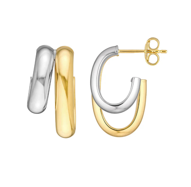 Two-Tone Chunky Hoops | Henri Noel Fine Jewelry