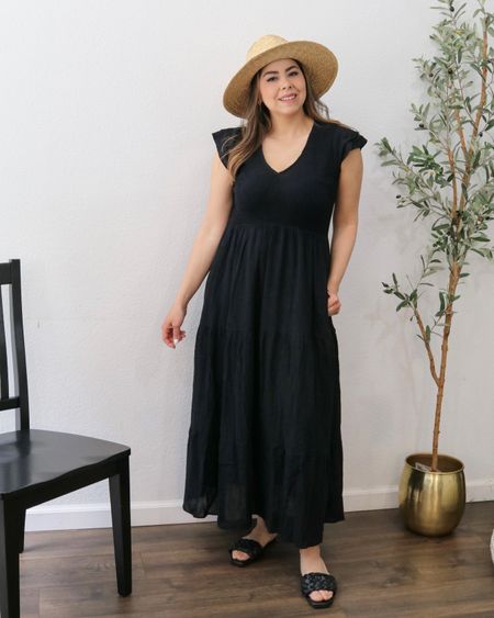Black maxi dress, Spring dresses, Spring hat, how to style a black maxi dress (get 10% off with code PAULINA10)

#LTKunder100 #LTKSeasonal #LTKstyletip