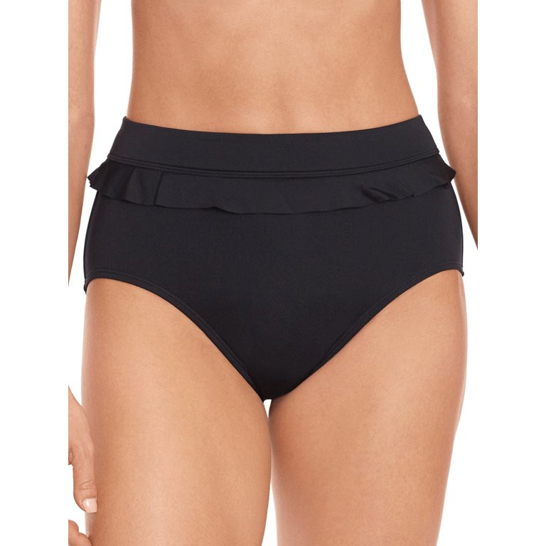Time and Tru Women's Elevated Rich Black Ruffle Bottom | Walmart (US)