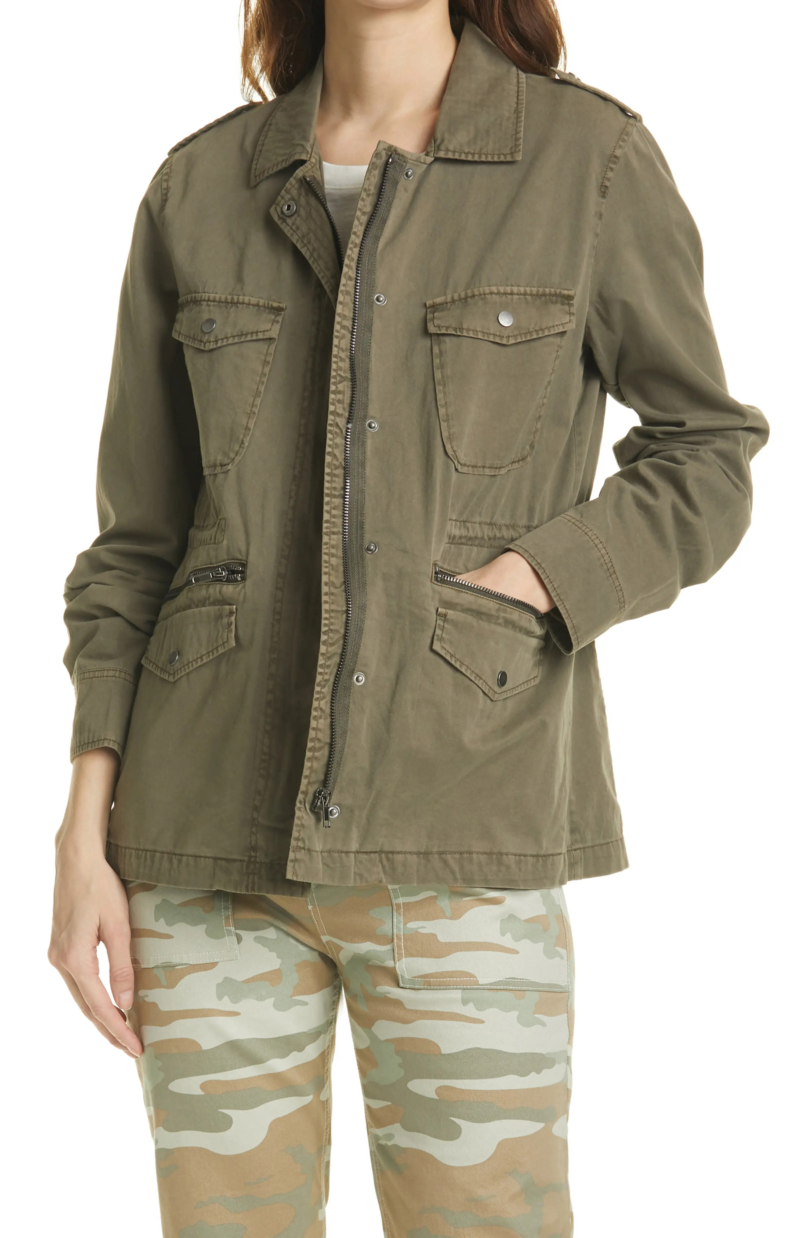 Women's Rails Miller Cotton Military Jacket, Size Small - Green | Nordstrom