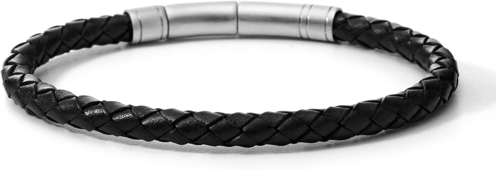 Fossil Men's Casual Stainless Steel and Genuine Leather Bracelet for Men | Amazon (US)