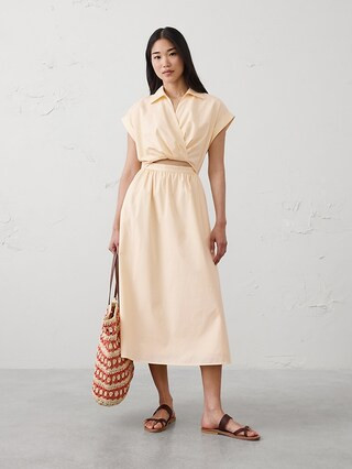 Cutout Poplin Maxi Dress | Banana Republic Factory