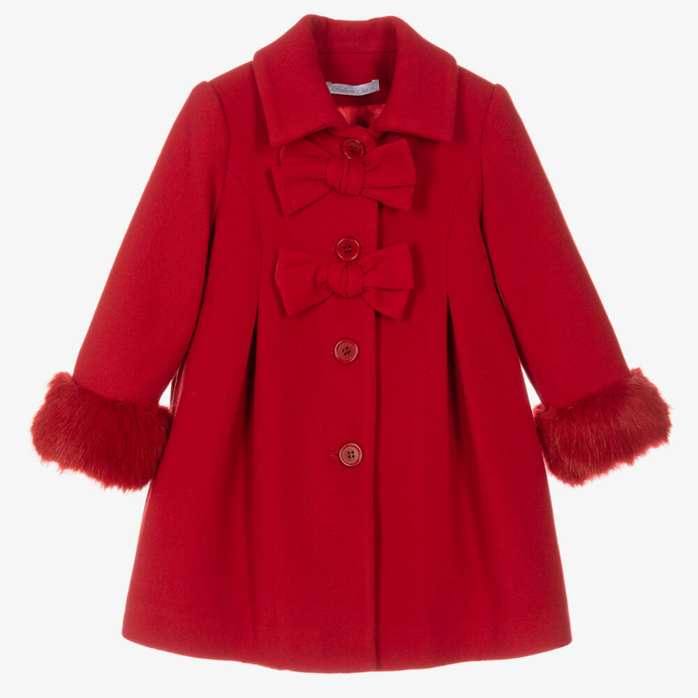 Girls Red Wool Coat | Childrensalon