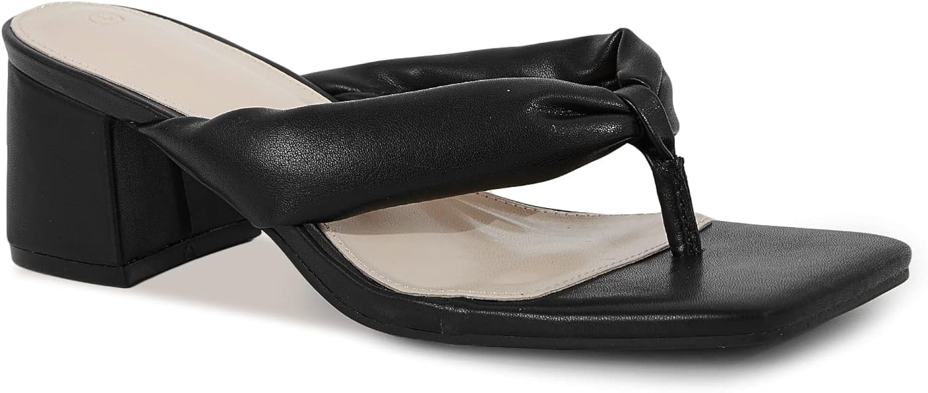 Trish Lucia Women's Split-toe Block Heel Slides Sandals Square Toe Slippers Casual Slip On Leather F | Amazon (US)