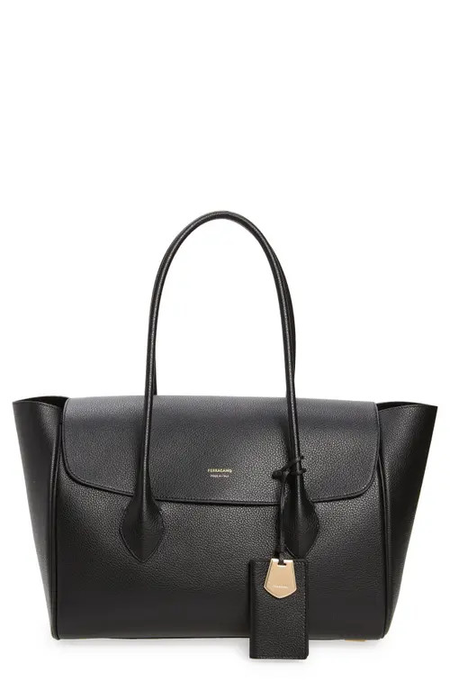 FERRAGAMO Firenze Flap Tote in Nero at Nordstrom | Nordstrom