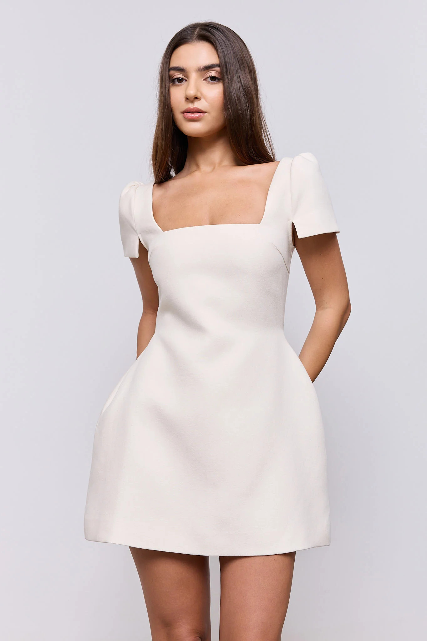 Linen Mix Square Neck Mini Dress | Odd Muse