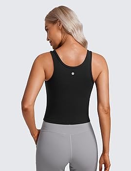 CRZ YOGA Womens Butterluxe Double Lined Workout Tank Tops Scoop Neck Racerback Cropped Casual Sle... | Amazon (US)