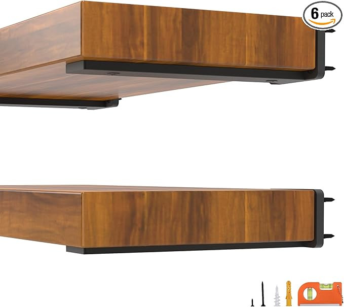 10 Inch Heavy Duty Floating Shelf Brackets, 1/5" Thick Industrial Metal Wall L Bracket for Kitche... | Amazon (US)