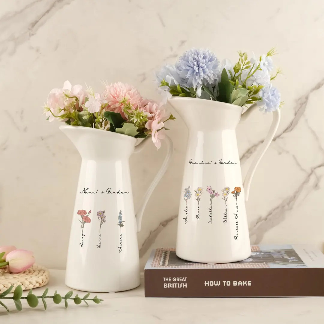 Regalo para el Día de la Madre para la Abuela, Jarrón de Cerámica Personalizado con el Mes de ... | Etsy (US)